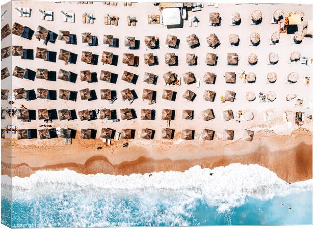 Aerial Beach Print, Coastal Beach, Australia Beach Umbrellas, Aerial Photography, Ocean Waves, Waves Print, Sea Print, Modern Home Decor, Art Print Canvas Print by Radu Bercan
