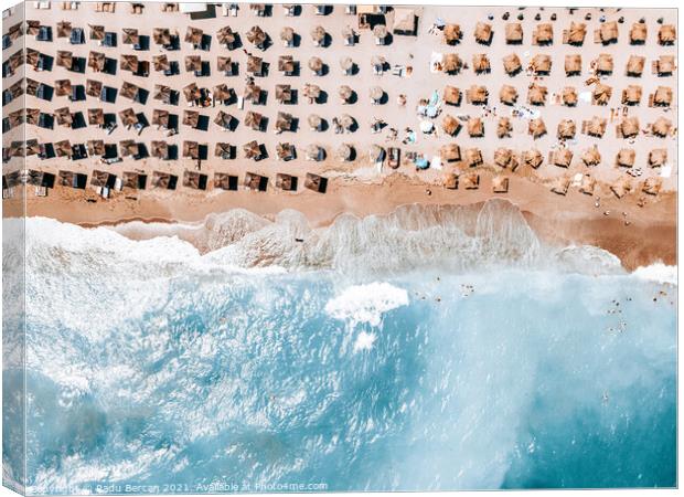 Coastal Beach, Aerial Beach Print, Ocean Waves, Summer Vibes Canvas Print by Radu Bercan