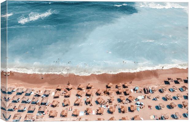 Coastal Print, Aerial Beach Photography Print, Summer Vibes Art Canvas Print by Radu Bercan