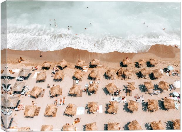 Aerial Beach Print Art, Beach Print, Ocean Waves, Teal Sea Canvas Print by Radu Bercan