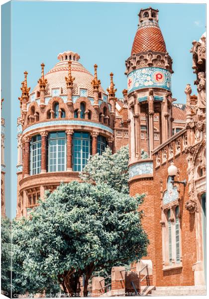Barcelona Tower Detail Architecture Canvas Print by Radu Bercan