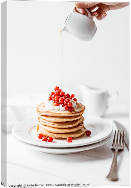 American Pancakes With Maple Syrup Breakfast Canvas Print by Radu Bercan