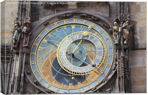 Astronomical clock in Prague Canvas Print by aurélie le moigne