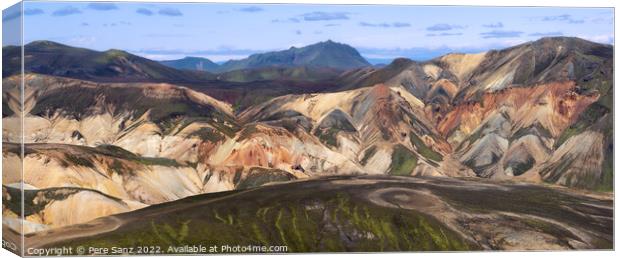 landmannalaugar  Panoramic View from  Brennisteinsalda Peak, Ice Canvas Print by Pere Sanz