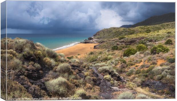 Dramatic Storm Unleashes Fury on Calblanque Region Canvas Print by Pere Sanz