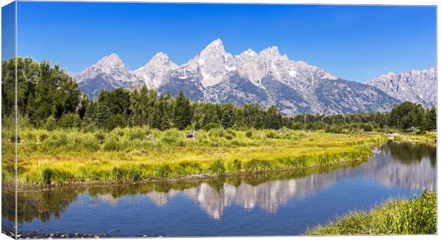 Schwabacher landing with its reflection. Grand Tet Canvas Print by Pere Sanz