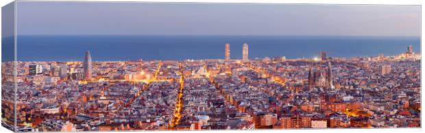 Barcelona skyline panorama at the Blue Hour Canvas Print by Pere Sanz