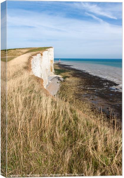 Beachy Head and  Lighthouse in Eastbourne Canvas Print by Pere Sanz