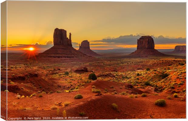 Sunrise over Monument Valley Panorama  Canvas Print by Pere Sanz
