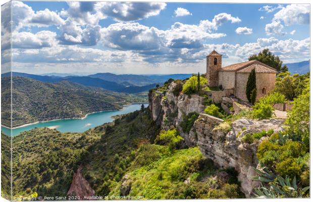 View of the Romanesque church of Santa Maria de Siurana in Catalonia Canvas Print by Pere Sanz