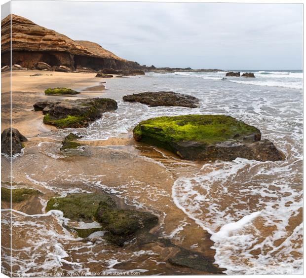 La Solapa, a Virgin Gold-Colored Sandy Beach in Fuerteventura, Canary Islands Canvas Print by Pere Sanz