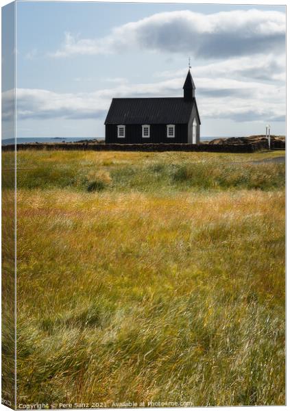 The Black Church at Budir, Snæfellsnes Peninsula, Iceland Canvas Print by Pere Sanz