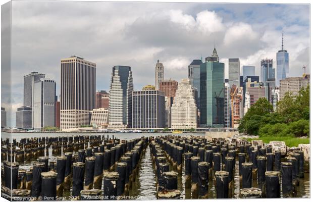 Lower Manhattan skyline view from Brooklyn, NYC, USA Canvas Print by Pere Sanz