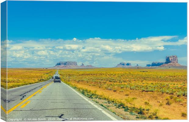 Classic american southwest road Canvas Print by Nicolas Boivin