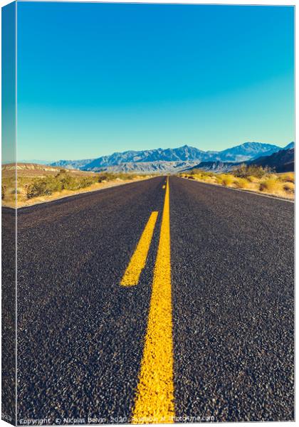 Classic american southwest road during a road trip Canvas Print by Nicolas Boivin