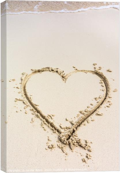 Heart drawn on caribbean white sand Canvas Print by Nicolas Boivin