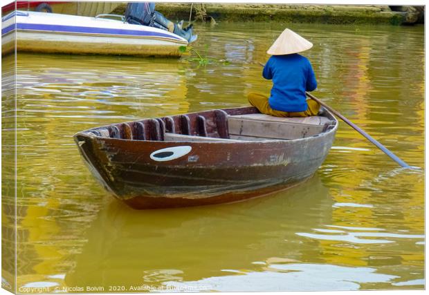 Peaceful people lifestyle in Hoi An Canvas Print by Nicolas Boivin
