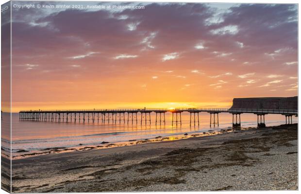 Saltburn Pier at Sunrise Canvas Print by Kevin Winter