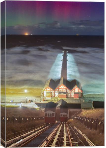 Northern lights over Saltburn by the Sea Canvas Print by Kevin Winter