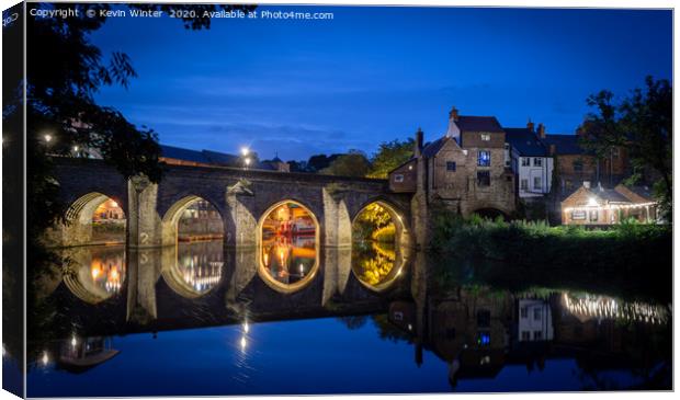 Old Elvet Bridge in the blue hour Canvas Print by Kevin Winter
