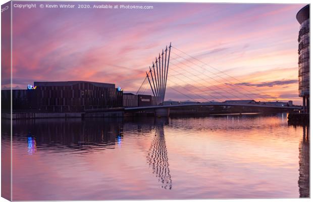 Sunset over Salford Quay Canvas Print by Kevin Winter