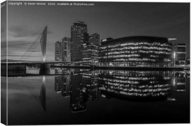 Bridge to the BBC at Salford quay Canvas Print by Kevin Winter