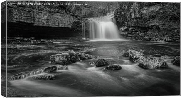 West Burton Falls in Black and White Canvas Print by Kevin Winter