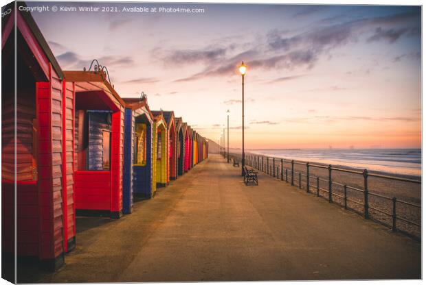 Beach Huts at sunset Canvas Print by Kevin Winter