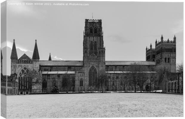 Durham Cathedral on a snowy April night Canvas Print by Kevin Winter