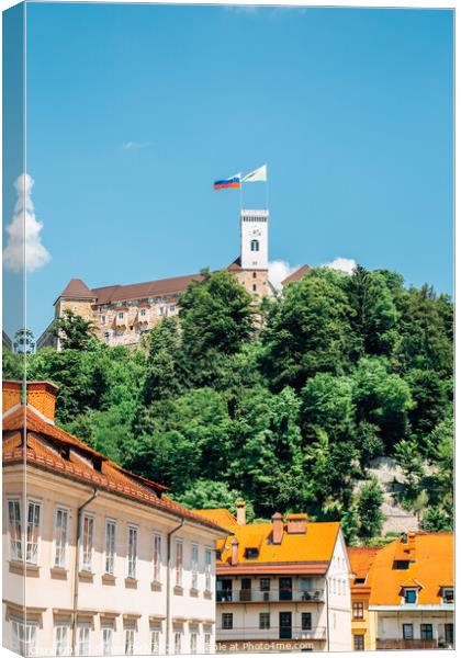 Ljubljana castle on hill Canvas Print by Sanga Park