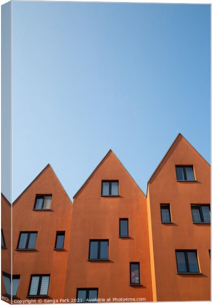Orange brown building in Germany Canvas Print by Sanga Park