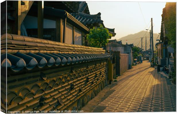 Korean traditional houses alley in Gyeongju Canvas Print by Sanga Park