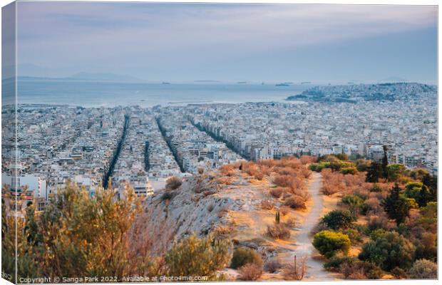 Athens sunset city Canvas Print by Sanga Park