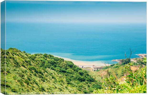 Blue sea and green field. Taiwan Canvas Print by Sanga Park