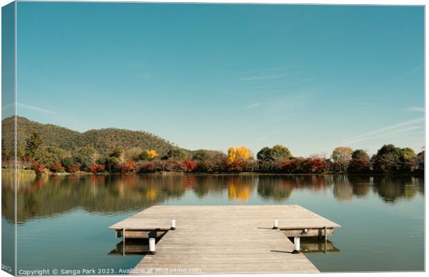 Kyoto Osawa Pond autumn scenery Canvas Print by Sanga Park