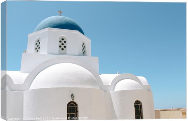 Church in Santorini island Canvas Print by Sanga Park