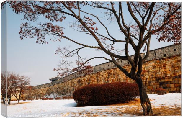 Hwaseong Fortress at winter Canvas Print by Sanga Park