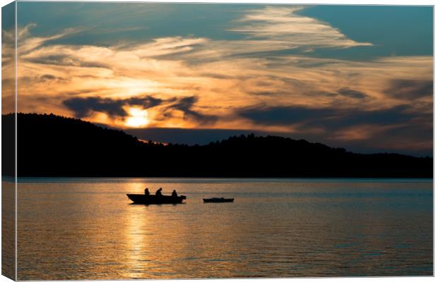 Silhouette Fishing at Sunset Canvas Print by Blok Photo 