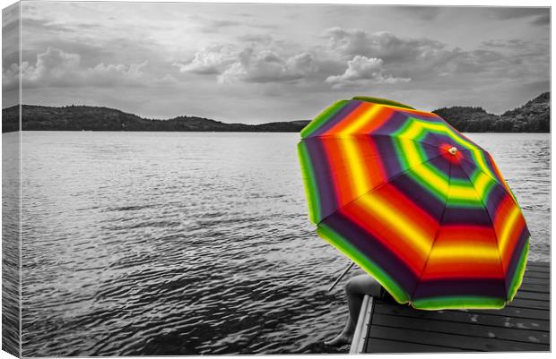 Standout Rainbow Umbrella  Canvas Print by Blok Photo 