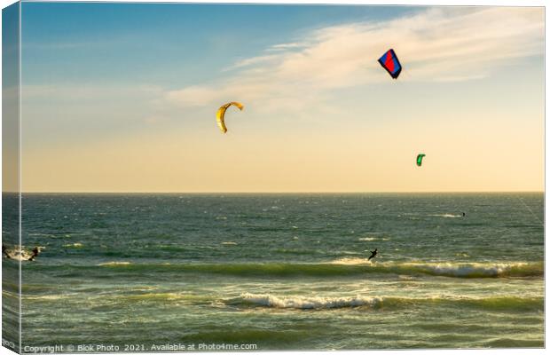 Kite Surfing at sunset -  USA  Canvas Print by Blok Photo 