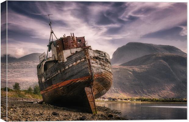 Corpach Wreck Canvas Print by Roger Daniel
