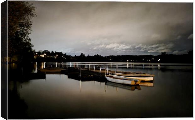 Nightfall on Linlithgow Loch Canvas Print by Neil Hunter