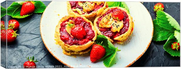 Summer biscuit with strawberries Canvas Print by Mykola Lunov Mykola