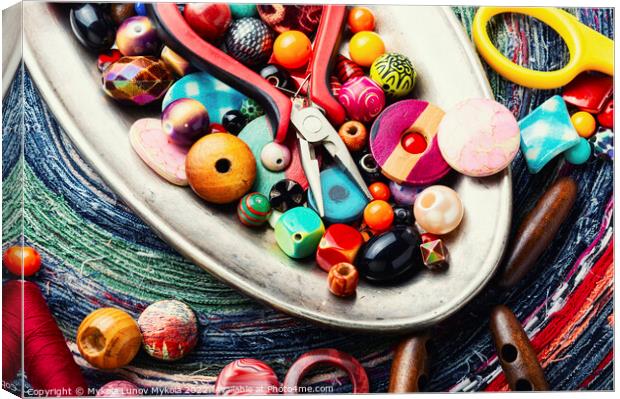 Various multicolored beads. Canvas Print by Mykola Lunov Mykola