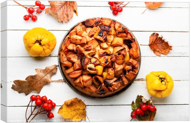 Autumn pie with quince Canvas Print by Mykola Lunov Mykola