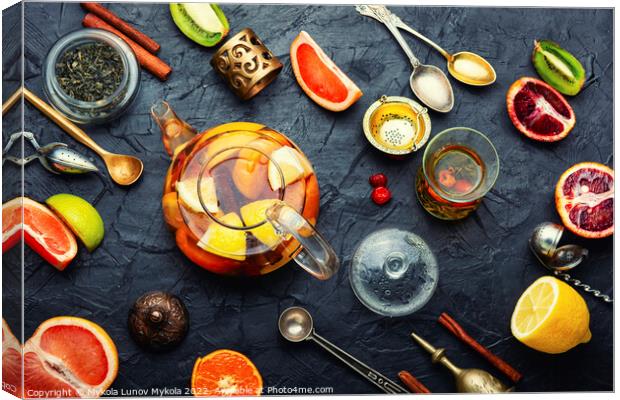 Fruit tea with citrus. Canvas Print by Mykola Lunov Mykola