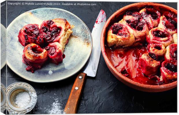 Tasty cottage cheese pie with berries. Canvas Print by Mykola Lunov Mykola