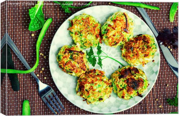 Vegan zucchini cutlets or fritter Canvas Print by Mykola Lunov Mykola