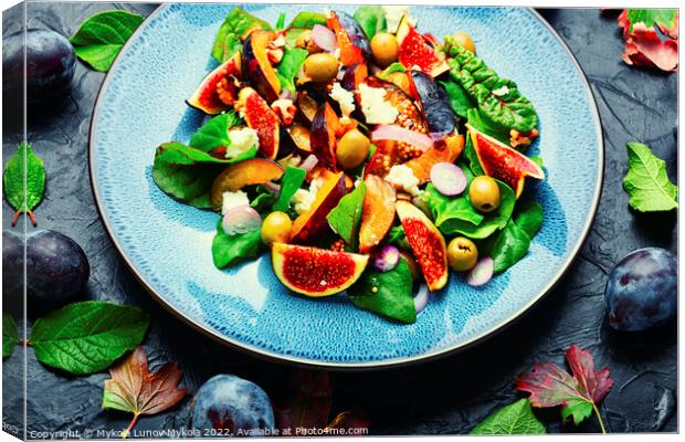 Vitamin salad with fruit, olives and herbs Canvas Print by Mykola Lunov Mykola