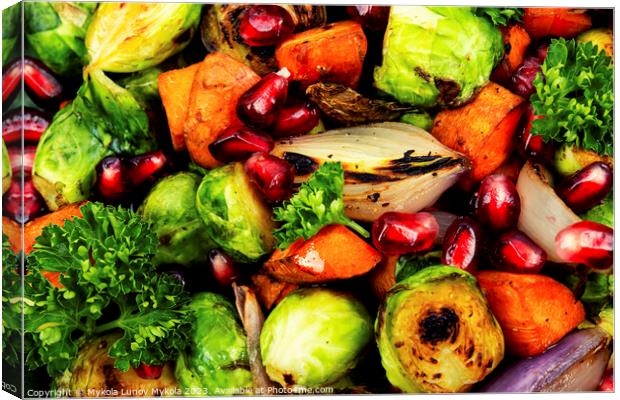 Grilled vegetable salad, macro Canvas Print by Mykola Lunov Mykola